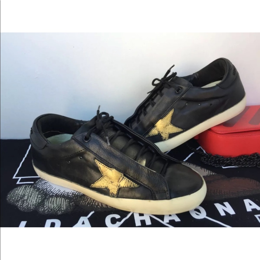Golden Goose Black and Gold Athletic Shoes